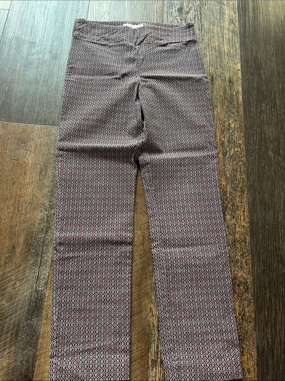 Margaret M Burgundy, Black & White Geo-Print Trousers